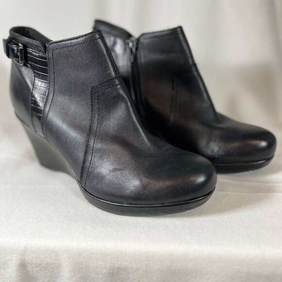 Clarks Collection Women's Ankle Boot Leather Black US Size 8.5 - Picture 7 of 9